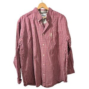 Columbia Red Plaid Button Down Shirt Men’s XXL Long Sleeve Cotton Casual Outdoor